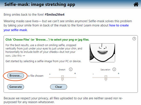 Image showing button to click to browse for images