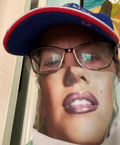 Jeanne Gillis wearing the easy-peasy selfie-mask final product